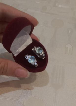 Сережки із срібла з топазом