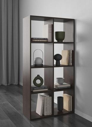 Стелаж для дому лдсп, стелаж етажерка для книг, книжкова шафа стелаж в інтер'єрі, шафа полиця для книг венге темний