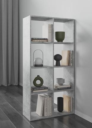 Стелаж етажерка для книг, стелаж для дому лдсп, книжкова шафа стелаж в інтер'єрі, шафа полиця для книг бетон