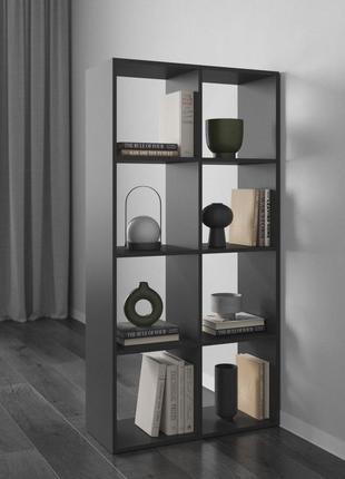 Стелаж для дому лдсп, стелаж етажерка для книг, книжкова шафа стелаж в інтер'єрі, шафа полиця для книг антрацит