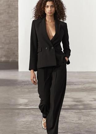 Новые черные брюки zara классические черные брюки с высокой посадкой черные широкие брюки палаццо черные штаны палаццо