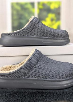 Калоші без задника сабо на хутрі жіночі dago style сірі 2879_2