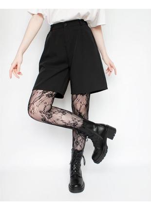 Классические черные шорты бермуды миди длины на резинке прямые минималистичные базовые light dark academia