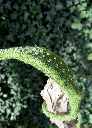 Зеленая змея в короне, украшенная камнями сваровски, декоративная игрушка, символ 2025 года