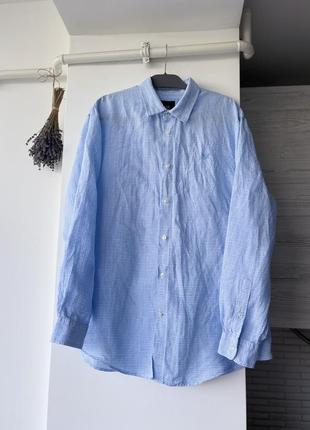 Лляна сорочка блакитна оверсайз crew clothing company
