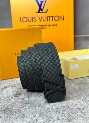 Ремень louis vuitton черный с черной пряжкой