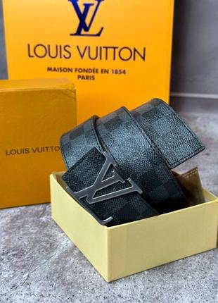 Ремень louis vuitton damier graphite с серебристой пряжкой