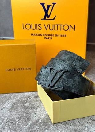 Ремень louis vuitton damier graphite с черной пряжкой