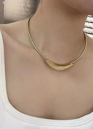 Стильне кольє мінімалізм золотистий ланцюжок на шию3 фото