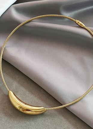 Стильне кольє мінімалізм золотистий ланцюжок на шию4 фото