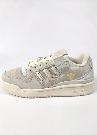 Трендовые 🤩 женские кроссовки adidas forum 84 low premium grey beige / адедас форум серые с бежевым адедасом бежевые