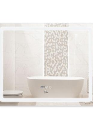 Зеркало qtap mideya (dc-f910) 1000х800 с led-подсветкой touch, с антизапотеванием, с часами, диммером, рег.