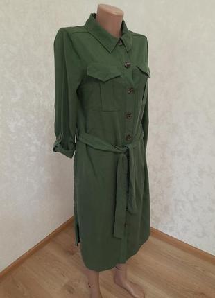 Новое платье на пуговицах в оливковом цвете карго лиоцелл denim by f&amp;f