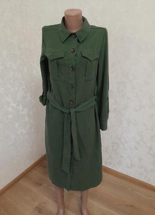 Новое платье на пуговицах в оливковом цвете карго лиоцелл denim by f&amp;f