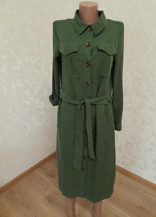 Новое платье на пуговицах в оливковом цвете карго лиоцелл denim by f&amp;f