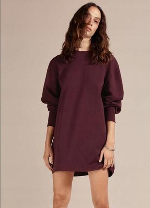 Бордовое платье-свитшот, туника на флисе zara