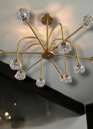 Светодиодная люстра тюльпанчик 5010 (золотая) на 10 плафонов