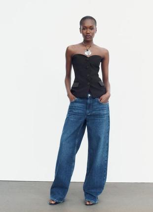 Джинсы широкие средняя посадка relaxed fit zara