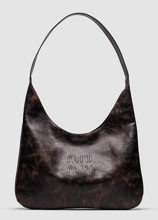 miu Leder miu Leder sneakers coffee leather bag