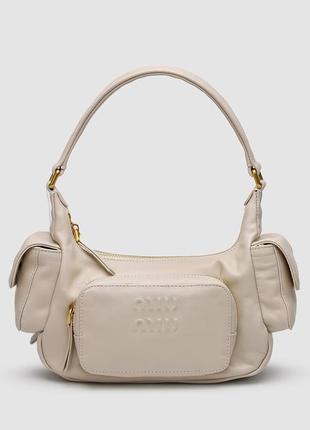 Miu miu nappa leather pocket bag cream