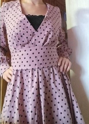 Супер сукня в горошок пудра