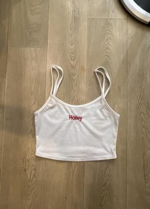 H&m xs s  кроп топ кроптоп біла белая білий белый майка в рубчик укороченная короткая коротка