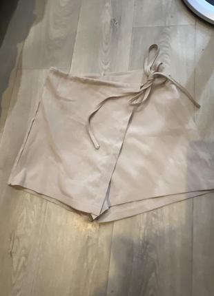 Shein xs s міні мини спідниця шорти юбка шорты бежевая бєжева  на запах