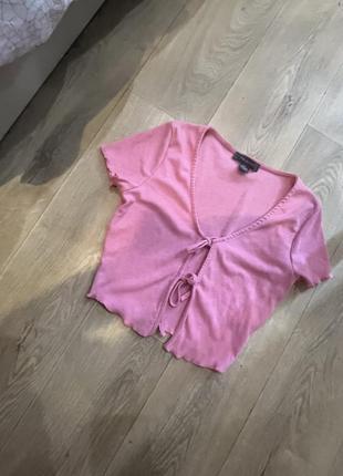 Primark xxs xs рожевий кроп топ кроптоп на зав’язках розовый на завязках