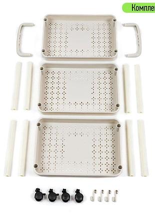 Этажерка мобильная трехъярусная универсальная пластиковая слоновая кость 41*25*72см sw-000024356 фото