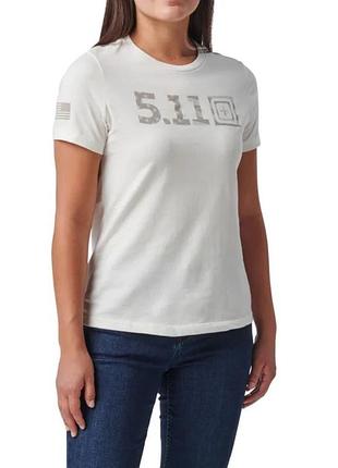 Футболка женская тактическая белая 5.11 tactical women's silver flag logо тee