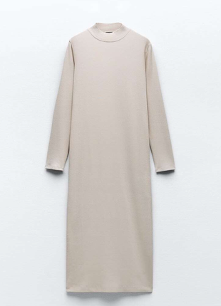 Платье в рубчик с высоким воротником от zara, размер s7 фото