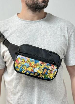 Бананка через плечо \ сумка-бананка ручной работы "simpsons" яркая с принтом симпсонов