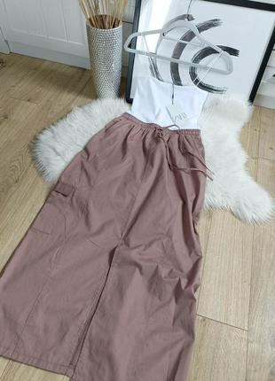 Комбинированное платье миди от zara, размер s, м1 фото