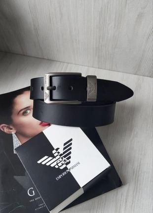 Мужской стильный кожаный ремень armani black