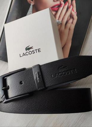 Мужской кожаный ремень lacoste пряжка black