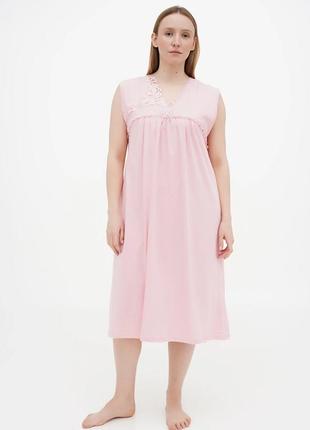 Ночная рубашка без рукавов, из вышивкой хлопка 540