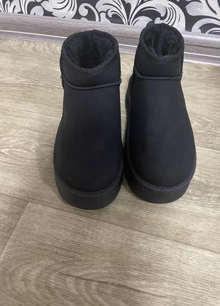 Угги черные замшевые женские, короткие угги