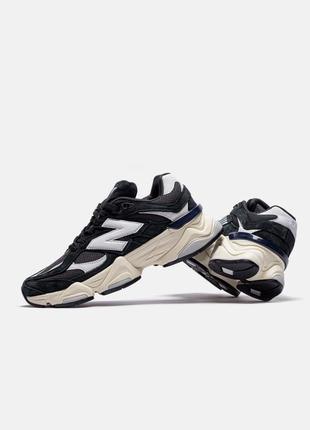 New balance 9060 кроссовки замшевые черно-белые