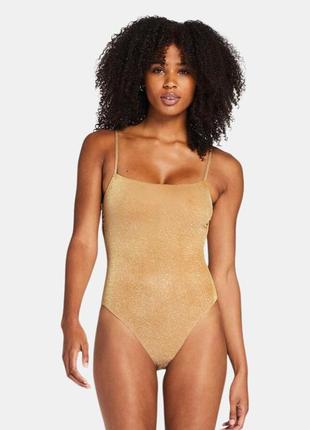 Шикарный сдельный золотистый купальник h&m