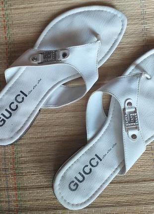 Кожаные белые вьетнамки gucci, оригинал