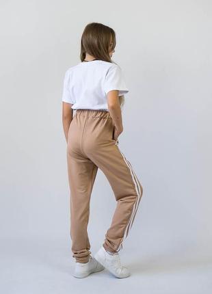 Детские спортивные штаны для физкультуры, спортивные брюки джоггеры с полосками