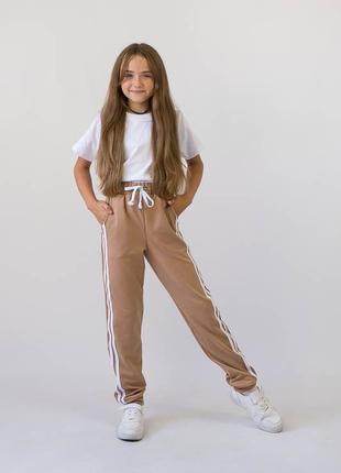 Детские спортивные штаны для физкультуры, спортивные брюки джоггеры с полосками2 фото