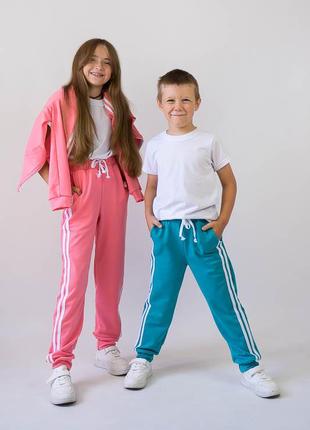 Детские спортивные штаны для физкультуры, спортивные брюки джоггеры с полосками4 фото