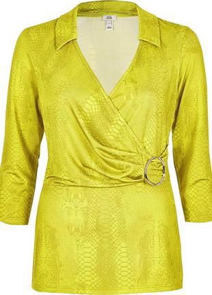 Эластичная облегающая блузка "river island" неоново-салатовая, uk6/eur32 и uk12/eur38.