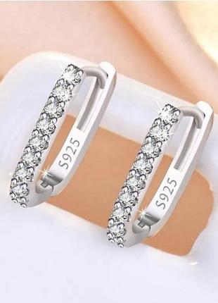 Серьги серебро маленькие с фианитами silver ♥️ original
