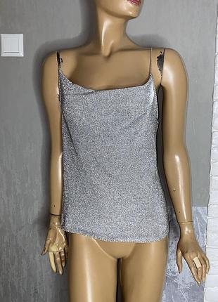 Срібляста майка топ topshop, l