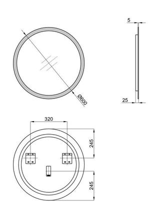 Дзеркало qtap virgo r600 з led-підсвічуванням кнопковий перемикач, qt1878250660w2 фото