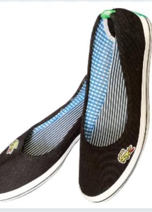 Балетки/ мокасини жіночі чорні lacoste