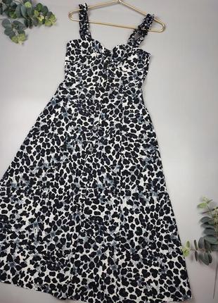 Леопардовое платье zara, красивое летнее платье zara, платье миди зара на бретельках, платье миди
