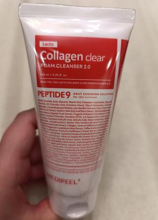 Пенка для умывания medi-peel red lacto collagen clear 2.0. с коллагеном и пробиотиками, 120 мл